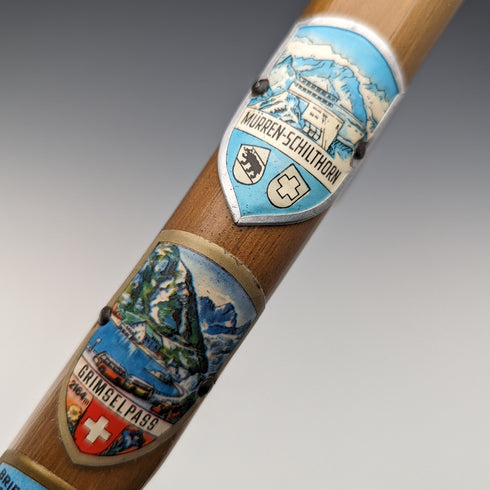 ヴィンテージ 紳士用 スイス周遊 ツーリストステッキ ブラウンシャフト 94cm